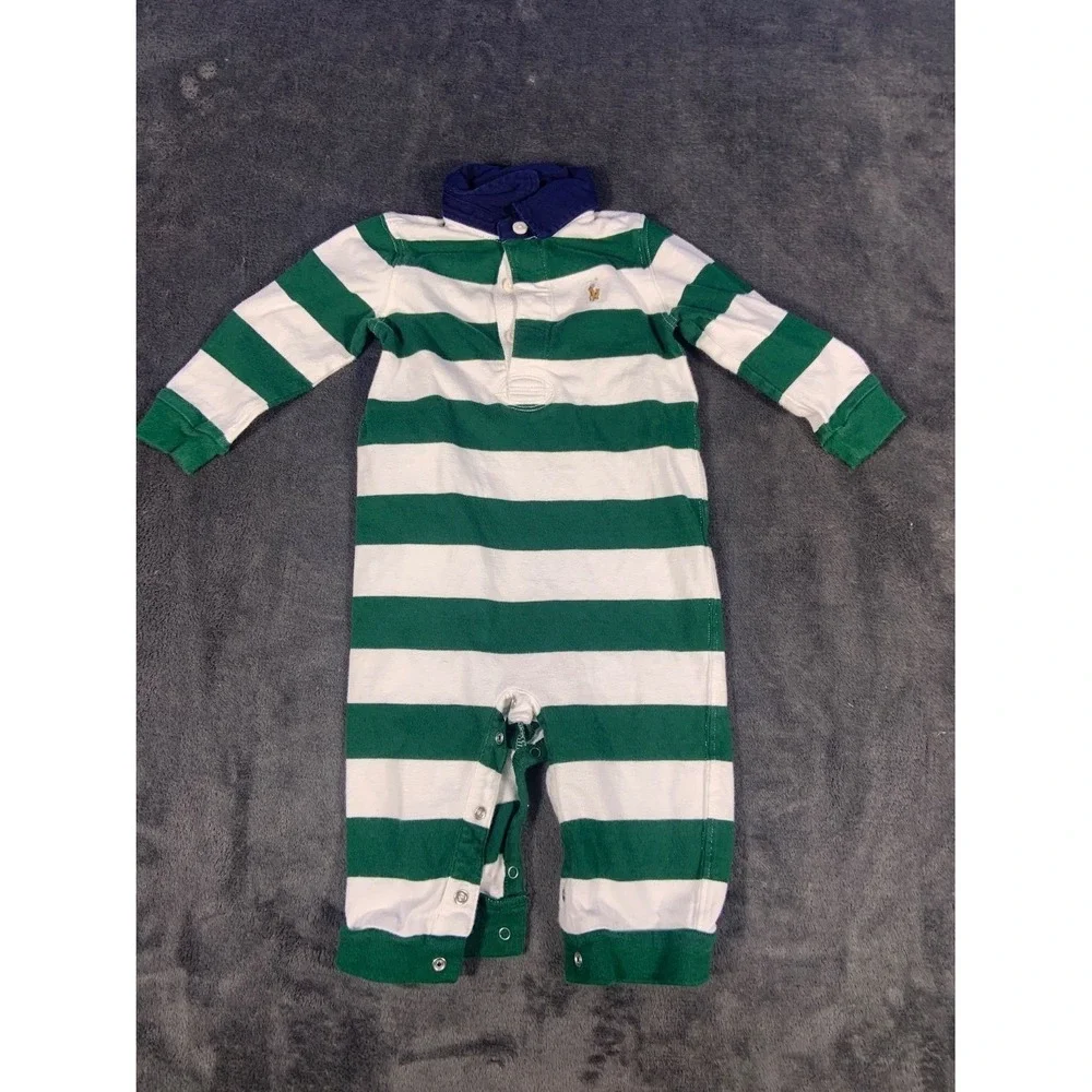Ralph Lauren Polo Bear Baby One-Piece 9 Months Green 100% Cotton